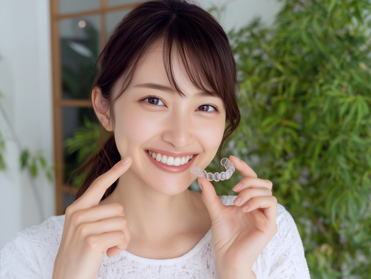インビザライン矯正をしている女性