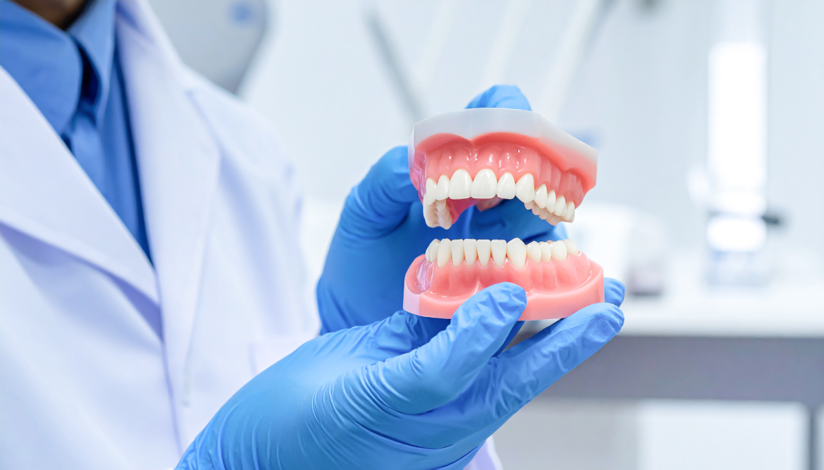 歯の噛み合わせを確認している