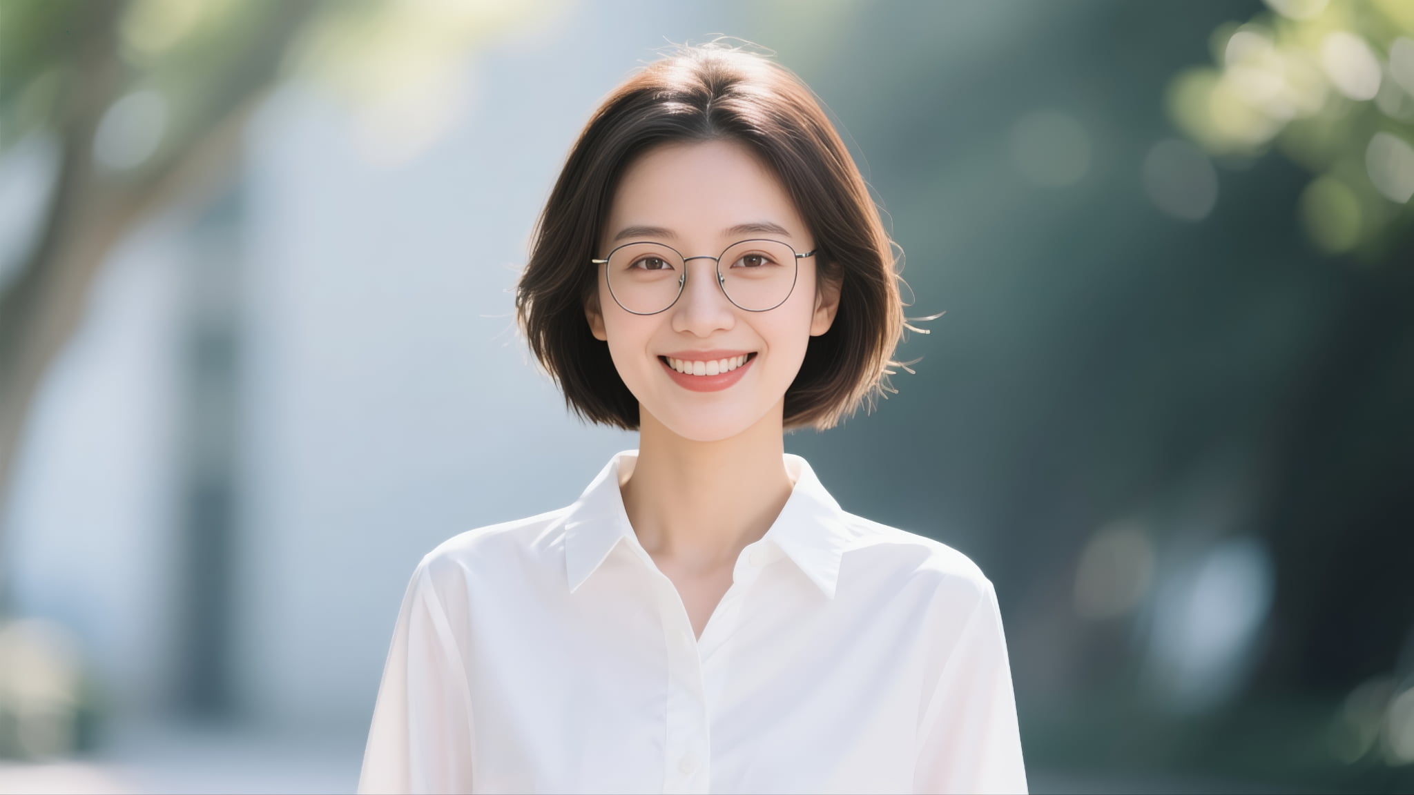 すきっ歯を矯正して美しい歯並びになった笑顔の女性